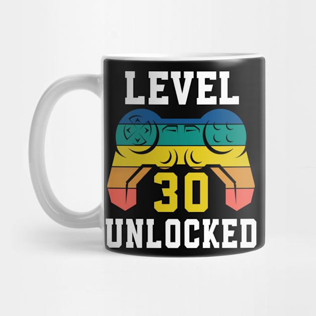 Level 30 Unlocked, Video Game 30th Gamer Birthday by Fabvity